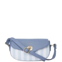 Sugarush Jaelyn Blue PU Striped Sling Handbag-31