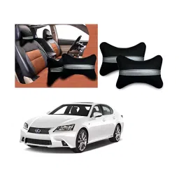 Auto Pearl Black Silver Strip Car Neck Cushion/Neck Pillow Compatible with Lexus GS 350-17