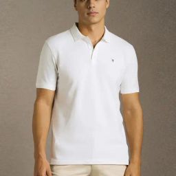 Louis Philippe White Cotton Slim Fit Polo T-Shirt-picture-26