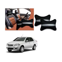 Auto Pearl Black Silver Strip Car Neck Cushion/Neck Pillow Compatible with Fiat Siena-image-77