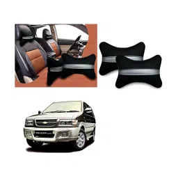 Auto Pearl Black Silver Strip Car Neck Cushion/Neck Pillow Compatible with Chevrolet Tavera Type 1-42