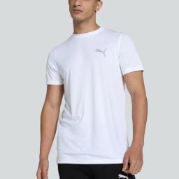 Puma White Slim Fit Logo Printed Sports T-Shirt-image-5