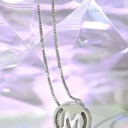 Touch925 925 Pure Silver Circular Initial 'M' Necklace-image-89