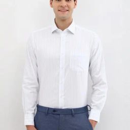 Allen Solly White Cotton Regular Fit Striped Shirt-image-20