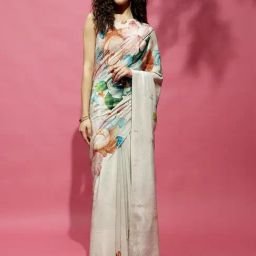 navyasa by liva Grey Floral Printed Saree-image-47