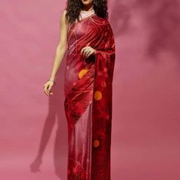 Navyasa By Liva Maroon Satin Printed Saree-image-95