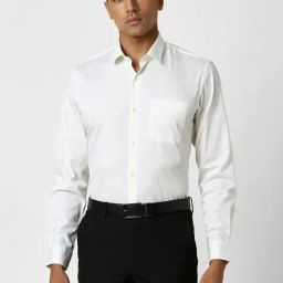 Peter England Beige Slim Fit Printed Shirt-image-90