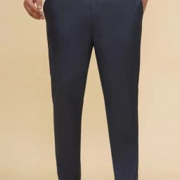 John Pride Navy Cotton Plain Formal Trousers-image-78