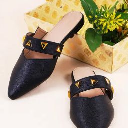 The White Pole Women's Black Mule Shoes-2