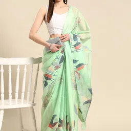 Silk Land Floral Printed Chanderi Saree-picture-21