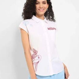 Honey By Pantaloons Bright White Cotton Comfort Fit Printed Shirt-picture-20