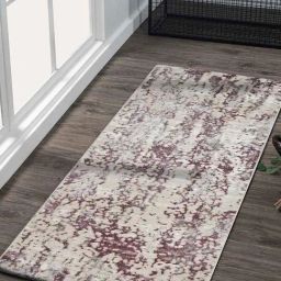 Obsessions Cream & Lilac Polyester Abstract Bedside Runner-33