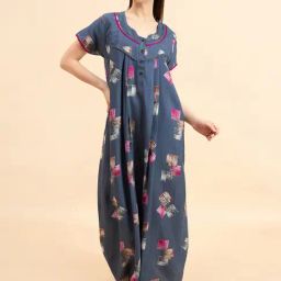 Sweet Dreams Grey Cotton Printed Nighty-image-74