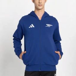 Adidas Blue Regular Fit Printed Sports Hoodie-image-72