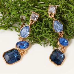 Accessorize London Eclectic Gem Long Blue Dangler Earrings-image-83