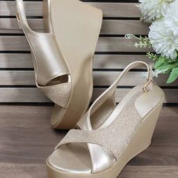 Carlton London Women's Gold Sling Back Wedges-image-73