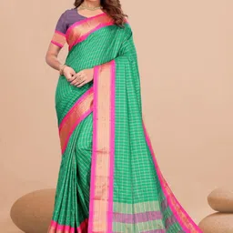 VS MALL Ethnic Motifs Zari Silk Cotton Saree-image-99