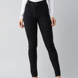 DOLCE CRUDO Black Slim Fit High Rise Jeans-image-90
