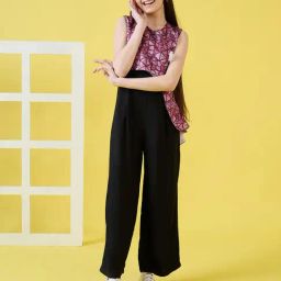 StyloBug Girls Black Printed Jumpsuit-image-93