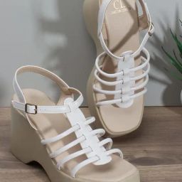 Carlton London Women's Cream Ankle Strap Wedges-image-41