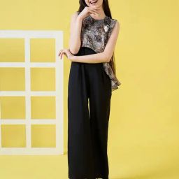 StyloBug Girls Black Printed Jumpsuit-image-94