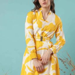 RAREISM White Cotton Printed Long Sleeves Dress-image-17