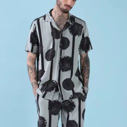 Showoff Grey Cotton Relaxed Fit Printed Co-Ord Set-picture-30