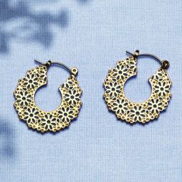 Accessorize London Flower Cut-out Hoop Earrings-image-9
