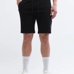 Uspa Active Black Cotton Slim Fit Sports Shorts-image-61