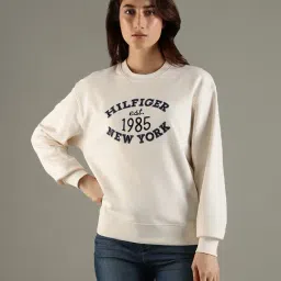 Tommy Hilfiger White Cotton Regular Fit Logo Printed Sweatshirt-picture-34