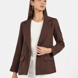 Styli Brown Plain Blazer-image-78