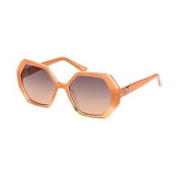 Guess GUS78795444FSG Brown UV Protected Hexagon Sunglasses for Women-image-97