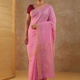 Taneira Pink Woven Saree With Unstitched Blouse-picture-25