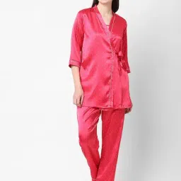 Sweet Dreams Red Satin Geometric Pyjama Set-picture-6