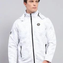 Monte Carlo White Regular Fit Printed Hooded Jacket-image-46