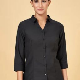 Annabelle by Pantaloons Jet Black Regular Fit Formal Shirt-image-81