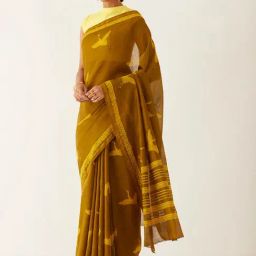 Taneira Brown Printed Saree With Unstitched Blouse-image-35