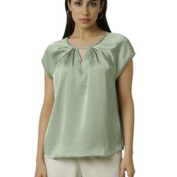 Van Heusen Green Plain Tops-image-94