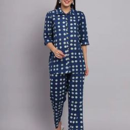 DECKEDUP Indigo Polka Dot Co-Ord Set-picture-31