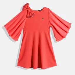 Allen Solly Junior Girls Embellished Flared Sleeve Fit & Flare Dress-picture-54