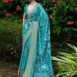 Saree Mall Turquoise Silk Self Saree with Blouse Piece-image-53