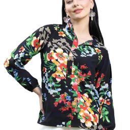 Melon by PlusS Black Floral Print Top-12