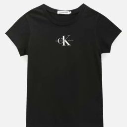 Calvin Klein Girls Black Brand Graphic Print T-Shirt-picture-36