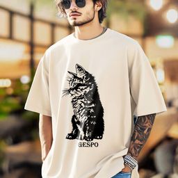AUSK Graphic Printed Round Neck Drop Shoulder Sleeves Oversized Pure Cotton T-shirt-image-69
