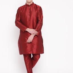 MAG Men Maroon Solid Kurta with Churidar-28