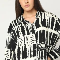 Vero Moda Black & White Viscose Printed Shirt-image-57