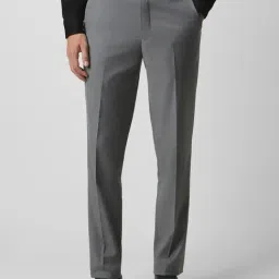 Van Heusen Grey Slim Fit Textured Trousers-picture-8