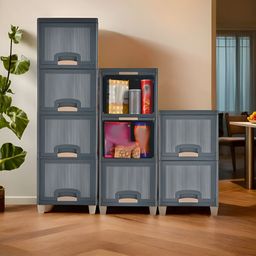 RUBOXA Grey & Beige 9 Units Multipurpose Folding Cabinet Storage Organisers-11