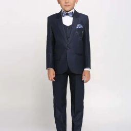 Kids Island Boys Blue & White Checks Full Sleeves Suit Set-image-78