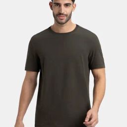 Jockey Green Cotton Regular fit Solid T-Shirts-2